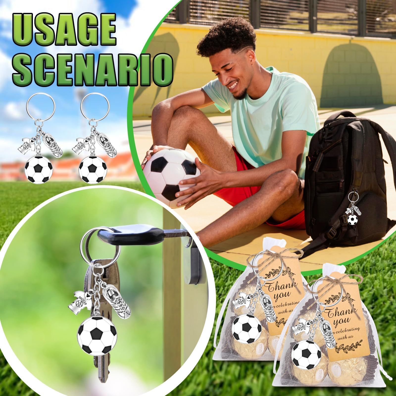 Portachiavi Calcio Metallici Argento 10 Pezzi Ciondolo Zaino Accessori Souvenir Sportivi