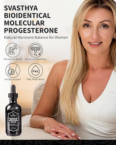 Miniatura 2 de Svasthya Body & Mind Molecular Progesterona Líquido  Aceite de equilibrio hormonal, alivio de la menopausia, todo natural derivado del ñame mexicano