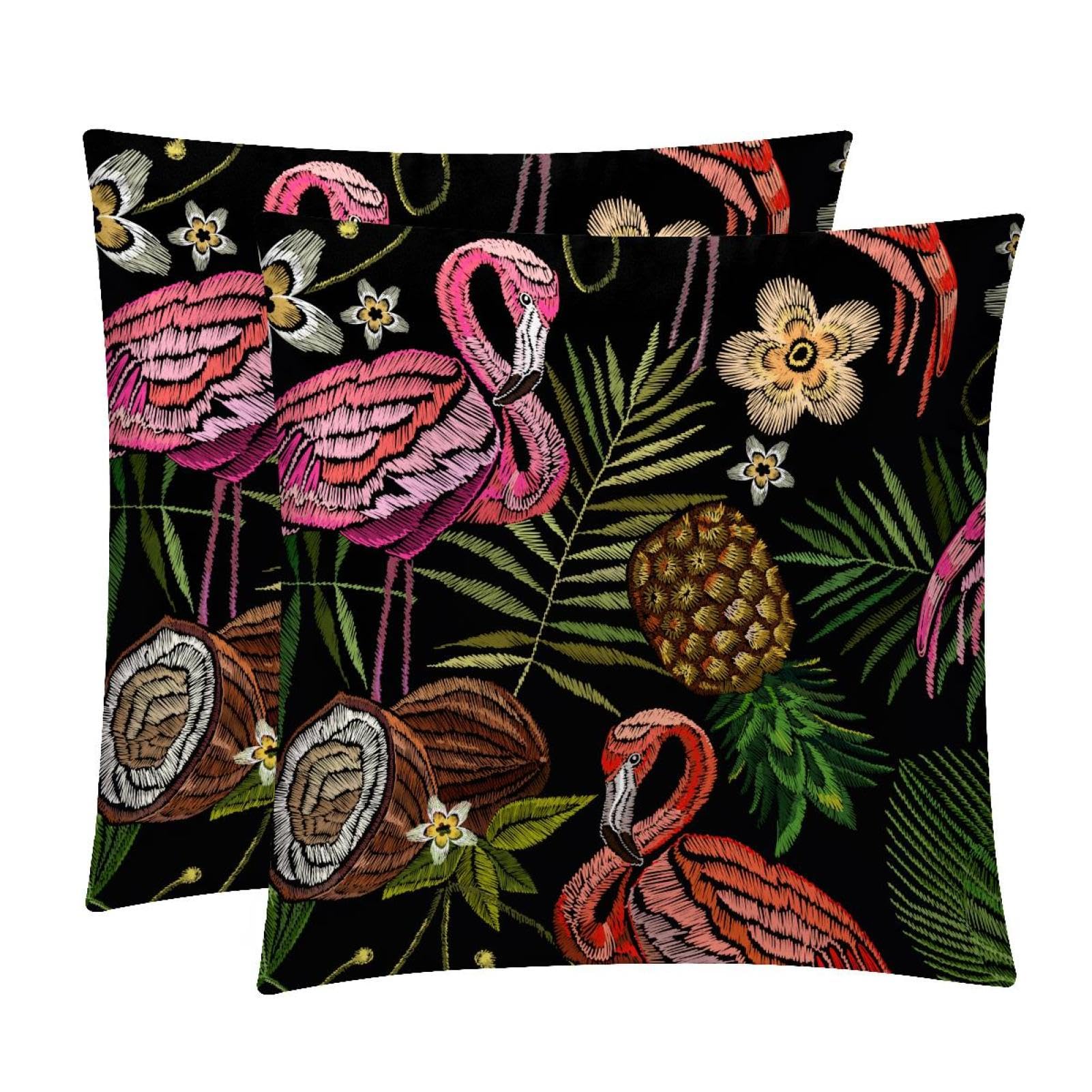 TDGKPZ Flamingo Tropical Throw Pillow Covers 2 Pack Cushion Cases Decorative Pillow Cases Home Decor 40x40cm