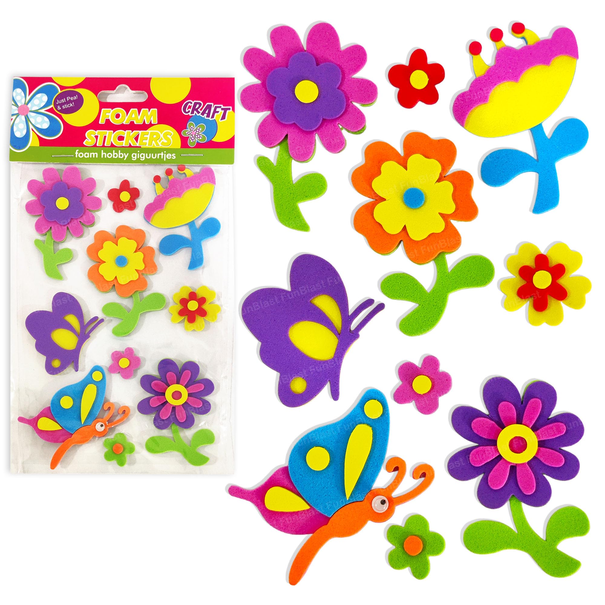 FunBlast Foam Stickers – 3D Self Adhesive Puffy Stickers for Kids, Butterfly Theme Sticker's for Art and Craft Work, Scrap Booking, Decoration, Project Work for Kids – Multicolor-picture-26