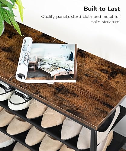 Miniatura 7 de HOOBRO Zapatero, organizador de almacenamiento de zapatos de 5 niveles con 4 estantes de tela Oxford y panel superior, capacidad para 16-20 pares de