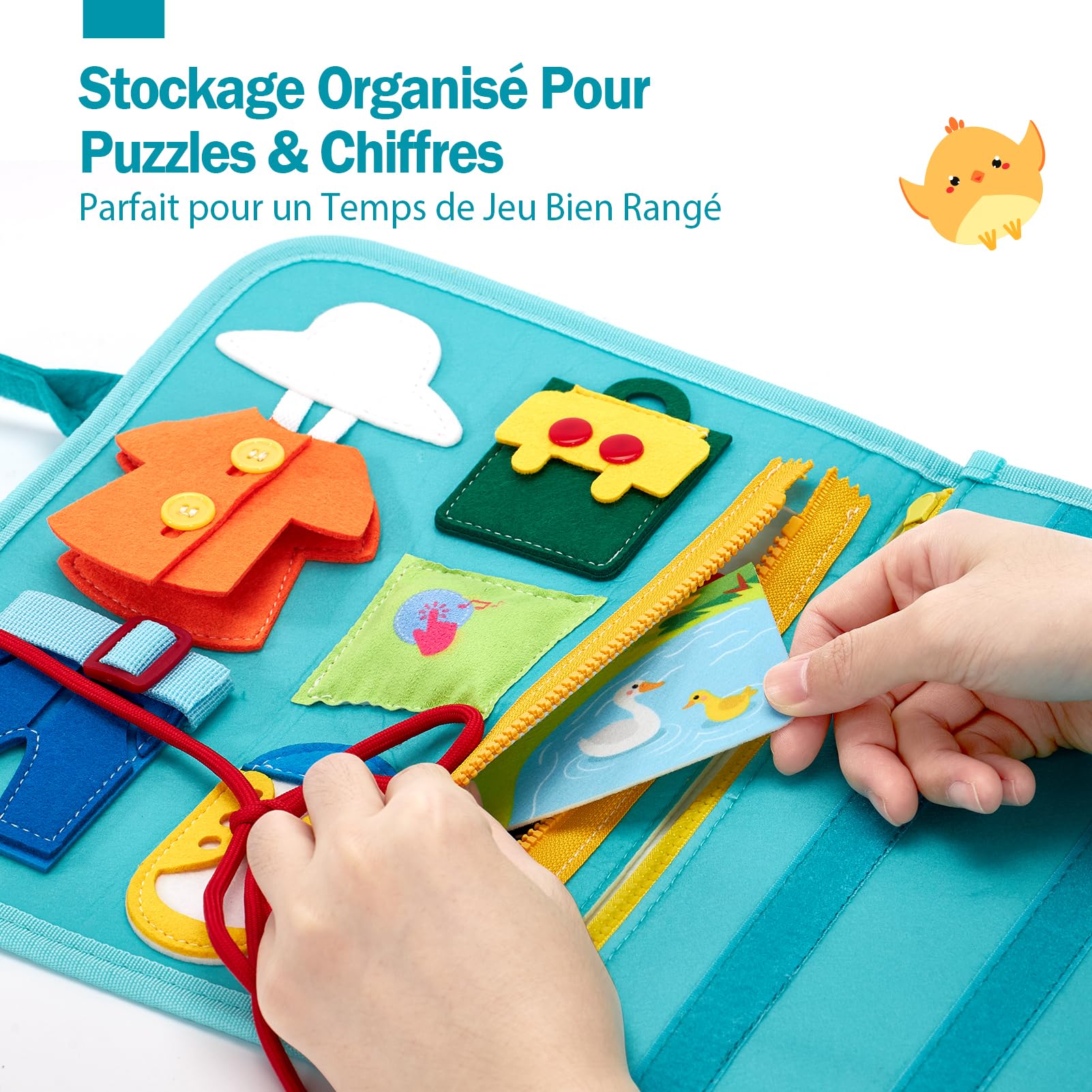 NEMMXUB – Busy Board Montessori 8 En 1 – Livre D’activités Sensoriel – 15 Compétences – Cadeau 1-5 Ans