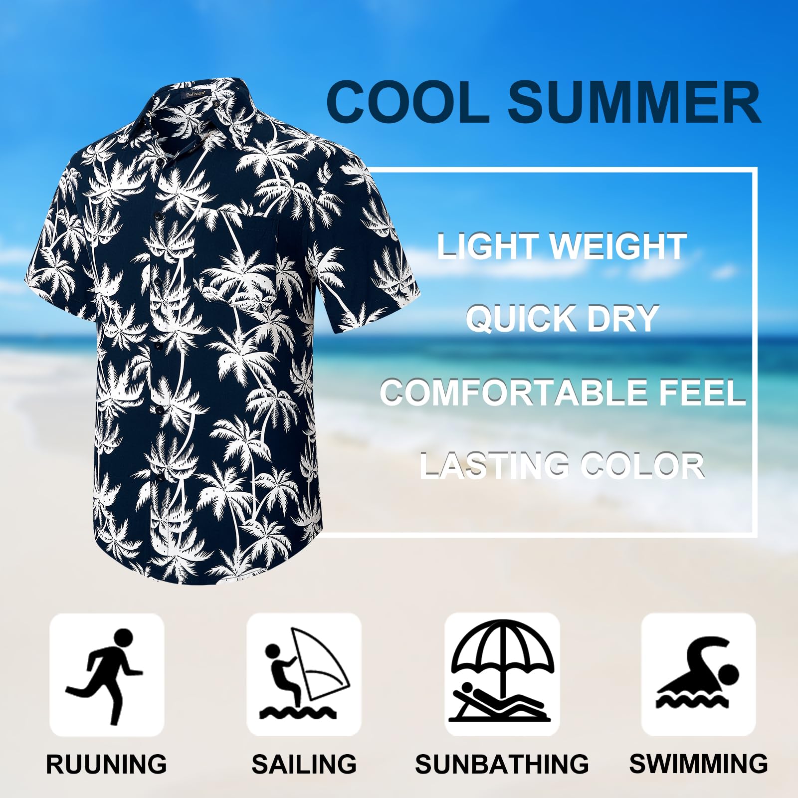 Enlision Camicia Hawaiana Uomo Manica Corta Estiva Floreale Casual Camicie Stampa Hawaiane Spiaggia Vacanza con Tasca S-4XL