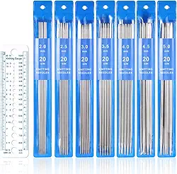 Conjunto de 35 agulhas de tricô de ponta dupla, 7 tamanhos DPNS de 2 mm a 5 mm, kit de agulhas de tricô de aço inoxidável para iniciantes em projetos de tecelagem (19 cm de comprimento)