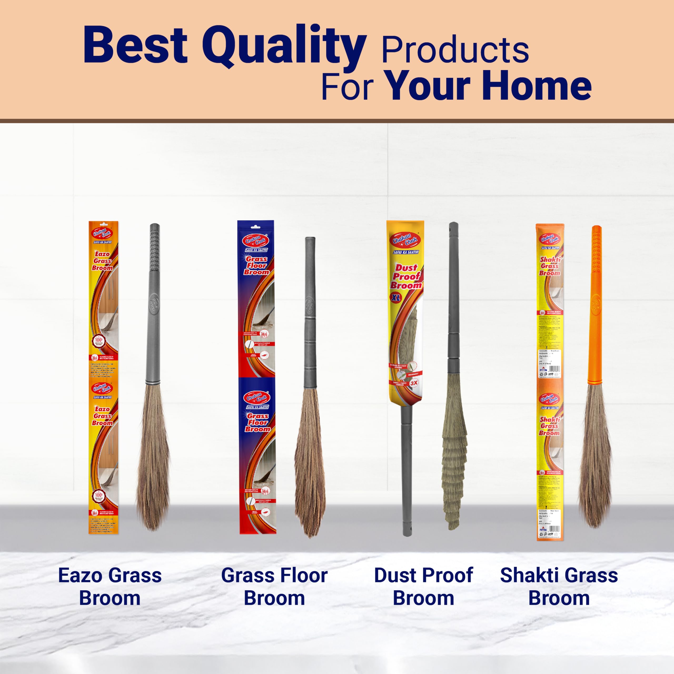 Chakaachak Shakti Grass Broom | Meghalaya Grass Jhadu for Home Cleaning | Long Lasting & Durable Zadu | Fine Dust Remover for Floor & Ceiling | Plastic Handle | Lightweight & Eco-Friendly 4
