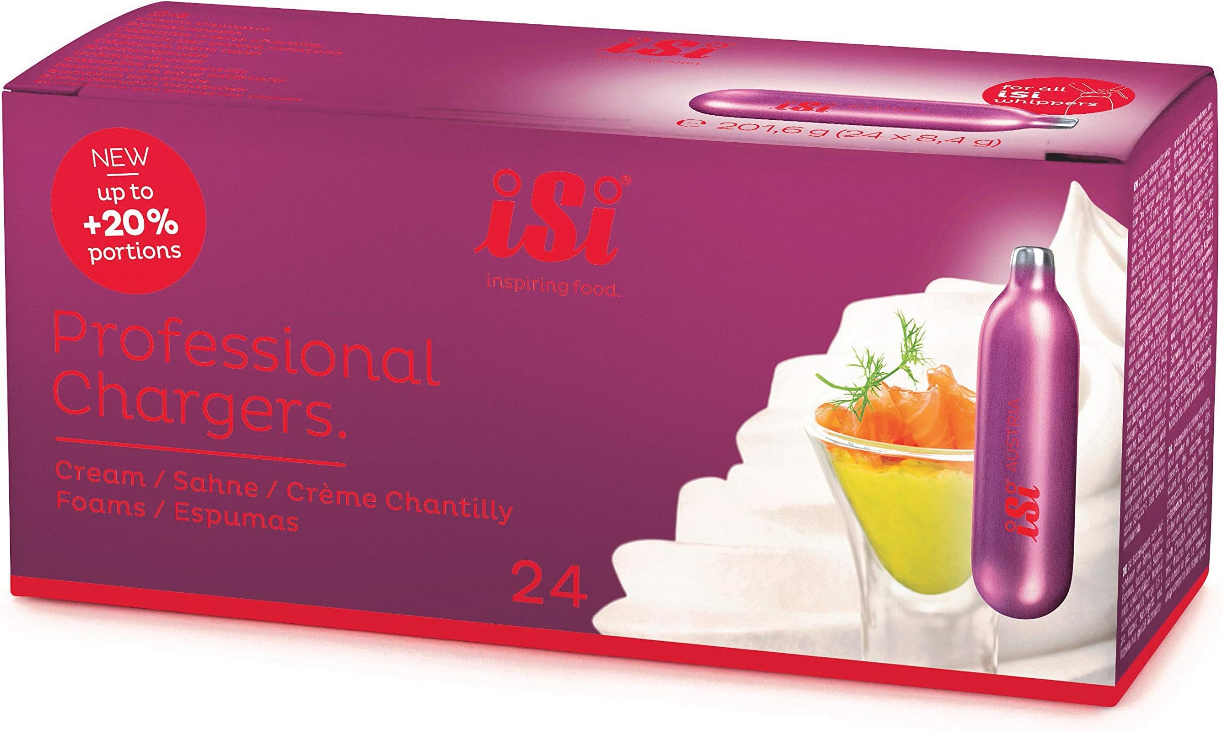 iSi Purple Steel 24 Pack N2O Professional Cream Chargers, Set of 10