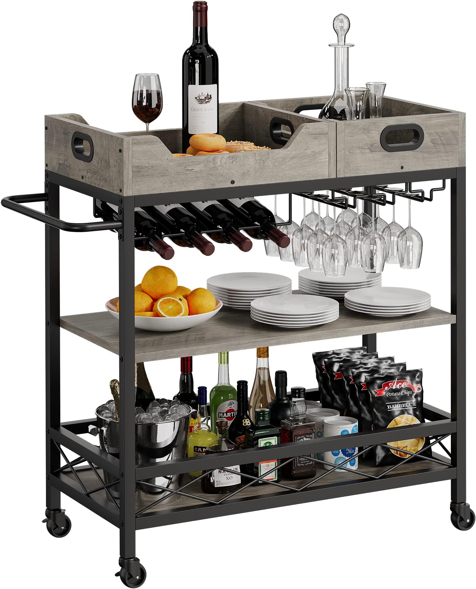 Amazon.com: IDEALHOUSE Bar Cart, Bar Carts for The Home, Bar Carts on ...