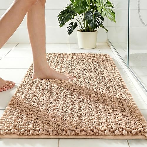 Miniatura 14 de Alfombra de baño pequeña, antideslizante, lavable, color azul marino, de 17 x 24 pulgadas, súper absorbente, suave, alfombra de baño de felpilla