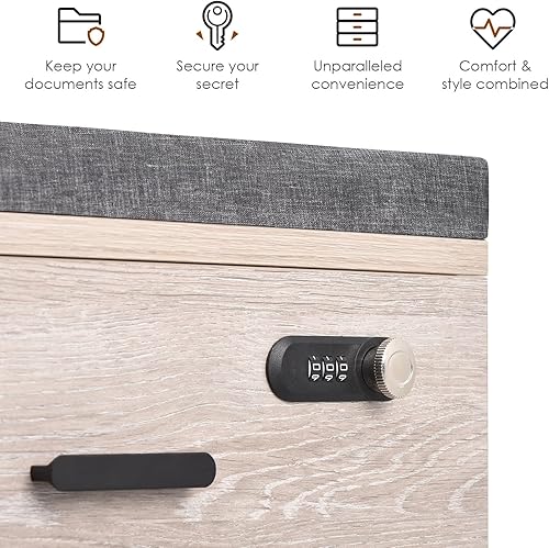 Miniatura 5 de Soohow Archivador vertical de 3 cajones con cojín desmontable, archivador móvil debajo del escritorio con cerradura inteligenteruedas, gris y negro