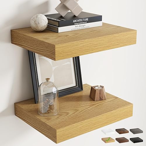 Miniatura 10 de Marsmiles Estantes flotantes para pared, 12D55W105H-WHT-2P Blanco (Simply White),Oak Finish,Mate negro,Marrón (Rustic Brown Finish),Acabado