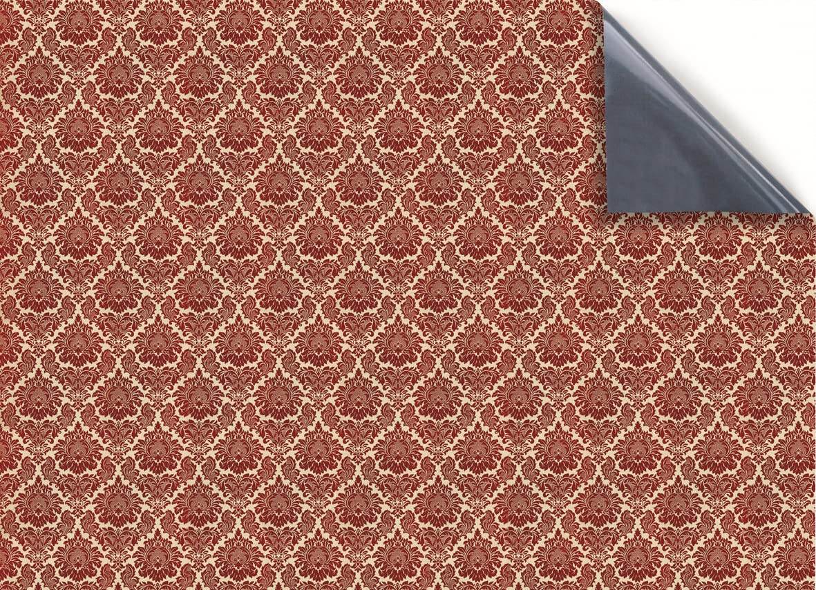 Stick And Go Red Stick & Go Repositionable Self Adhesive Dolls House Wallpaper 1:12 Scale (1 Sheet) - Victorian Velvet Wallpaper - No. 122