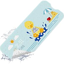 XIYUNTE Baby Bath Mat for Tub Non Slip Kids, BPA Free Extra Long Bathtub Mat 40x16 with Drain Holes and 200 Suction Cups, Non Toxic Machine Washable Toddler Bath Mat, Eco-Friendly Certified