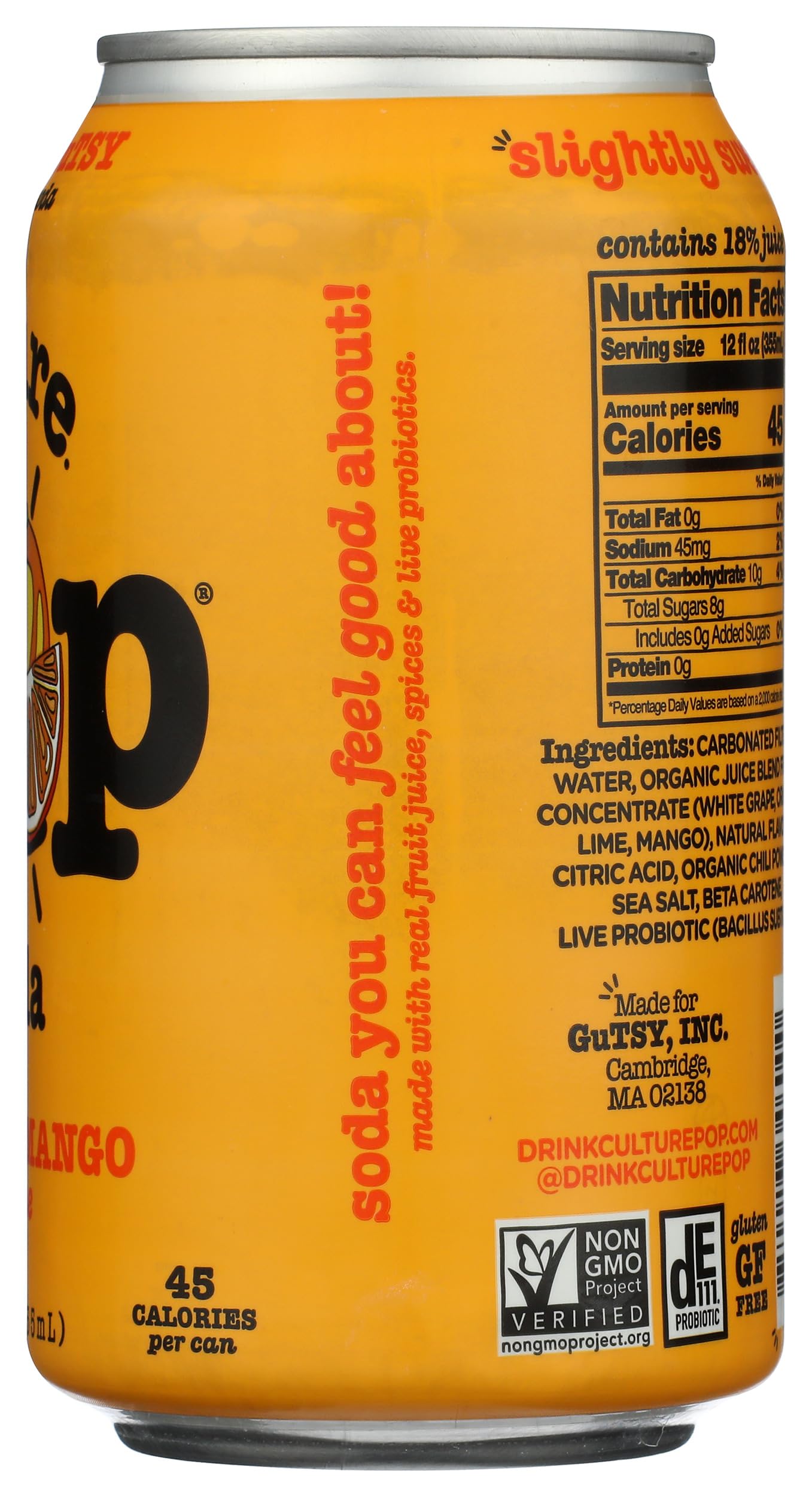 Culture Pop Soda Orange Mango & Lime Probiotic Soda, 12 FZ