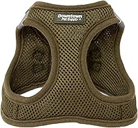 Vista 22 de Downtown Pet Supply Arnés para perros y gatos de taza, antitirones, XX-Pequeño, color caqui - Arnés ajustable con tela de malla acolchada y ribete