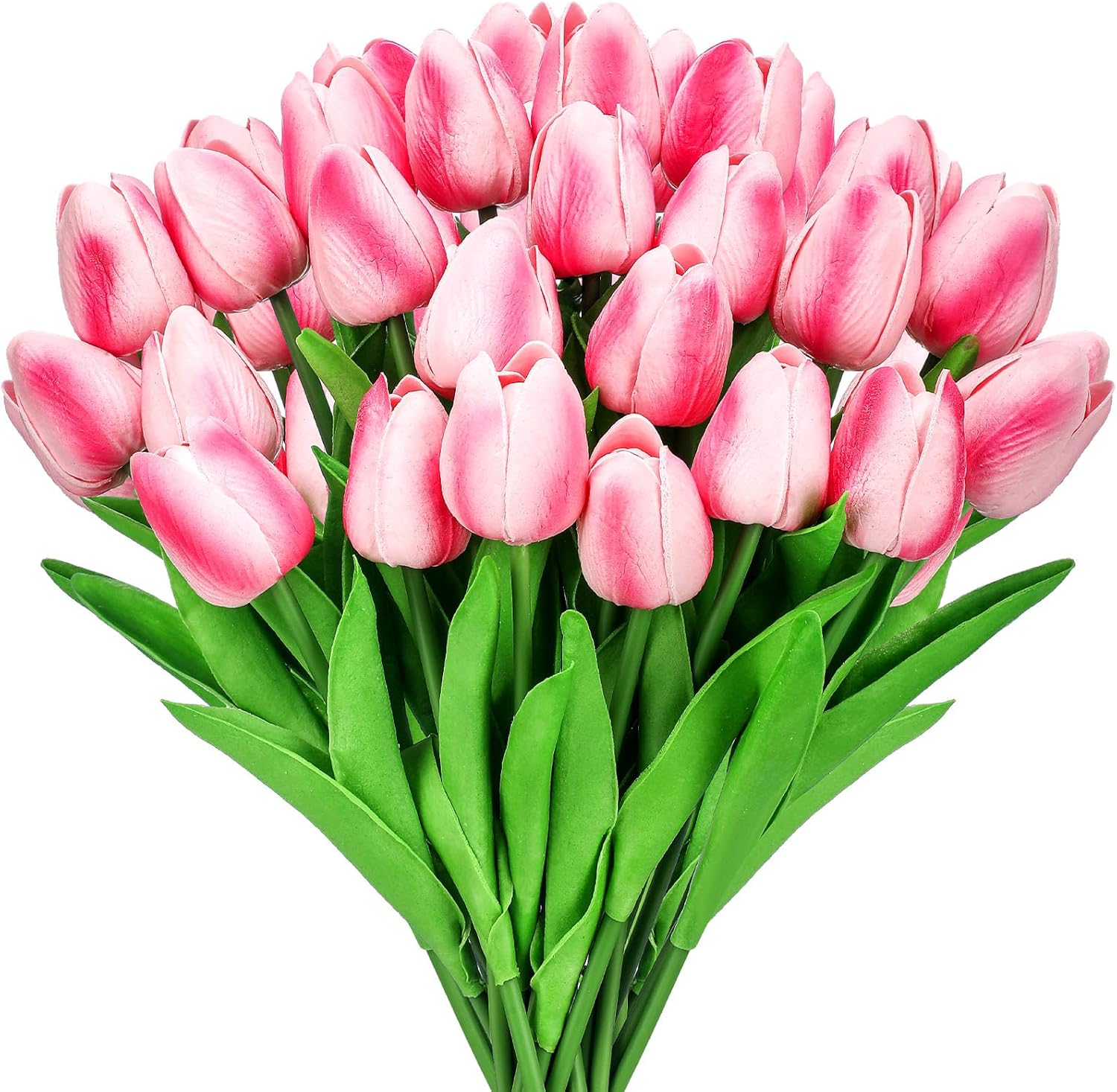 Lyrow 30 Pcs Tulips Artificial Bouquet Flowers Faux Tulips for Home Kitchen Wedding Decorations,Gift Idea for Easter Decor Mother's Day Birthdays(Rose Red)