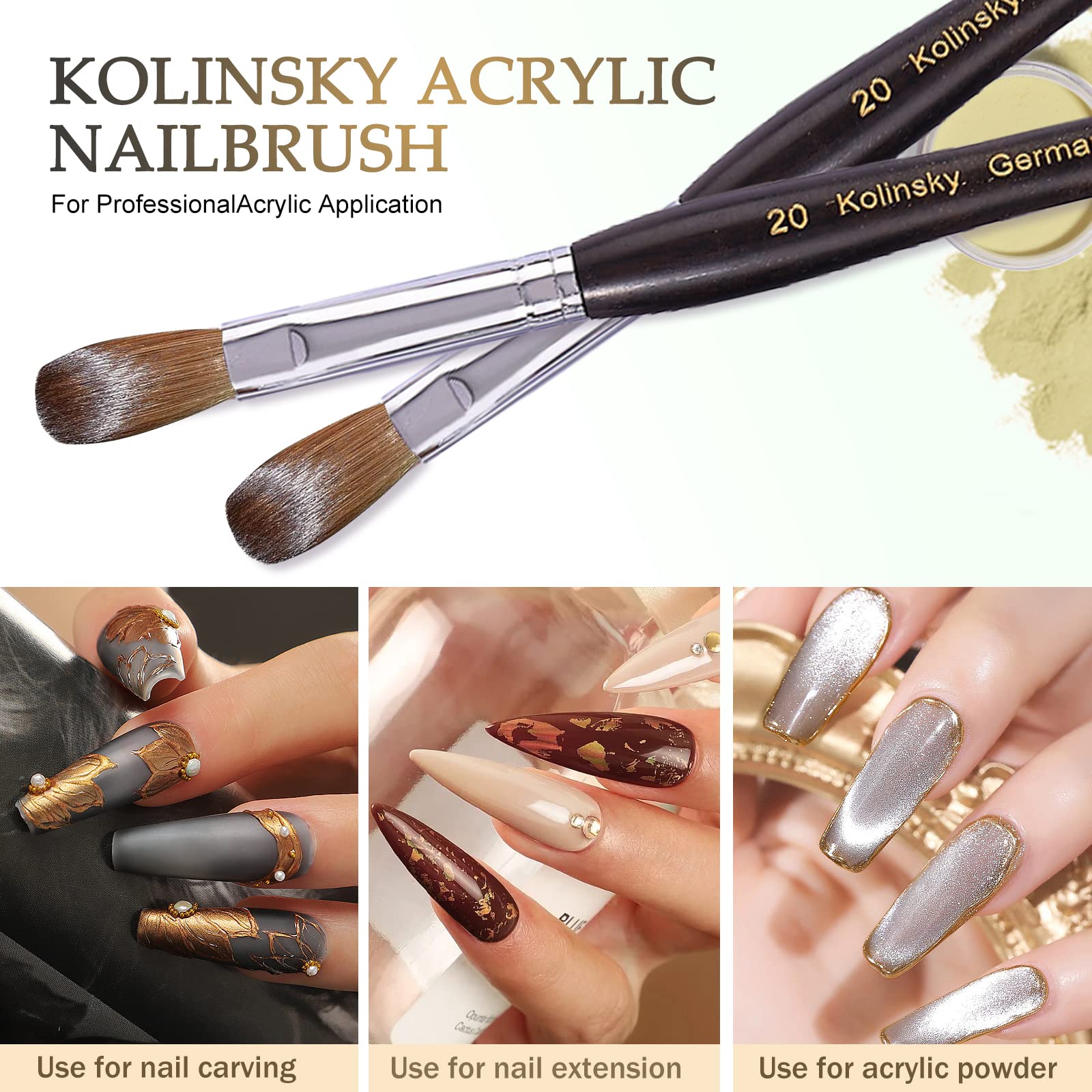Amazon.com : Acrylic Nail Brush, Pure Handmade Oval Shape (Size #8