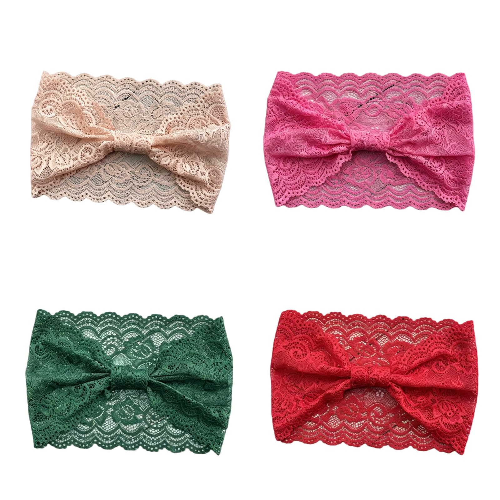 CYUCHENC wide headband 4 Pack Retro Lace Hollow Hairband With Broad Brim Fashion Waist Bandana Travel Seaside Hair Accessories-5-4