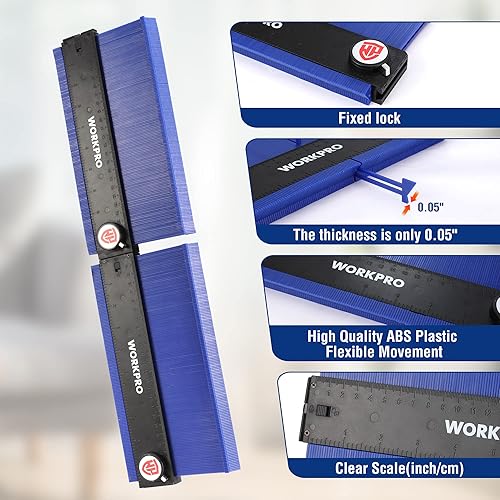 Miniatura 5 de WORKPRO Medidor de contorno conectable (10+10 pulgadas), duplicador de perfiles con cerradura, copia con precisión forma irregular, regalo para