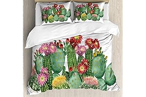 Ambesonne Cactus Duvet Cover Set: Dreamy Oasis of Desert Plants
