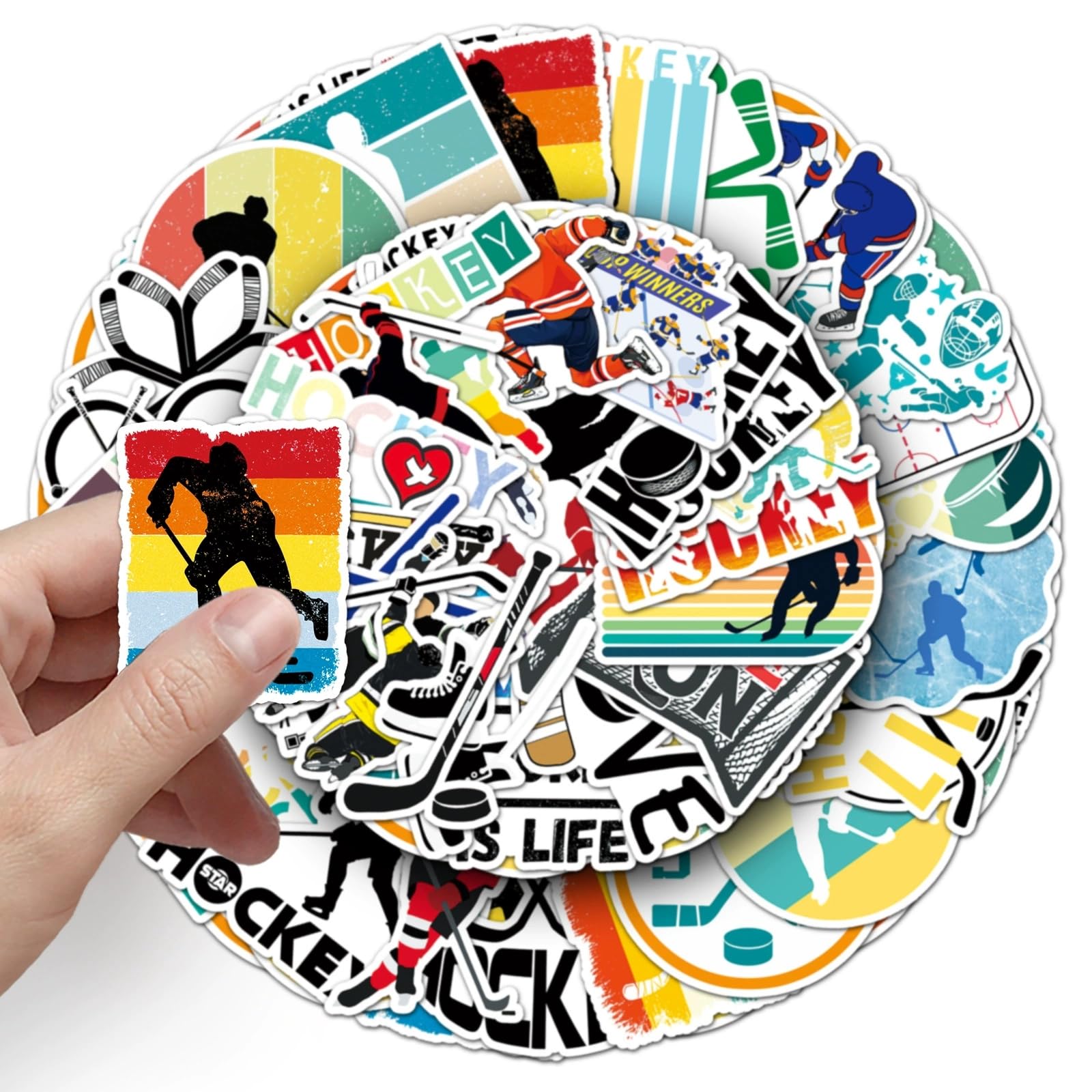 50 Pcs Hockey Stickers for Water Bottle Waterproof Sticker for Laptop Skateboard Phone Car Decals for Teens Adults for Party Favors Supplies Decor (Hockey Themed Stickers) - Image 2