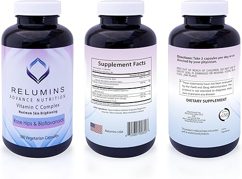 Miniatura 8 de Relumins Advance Vitamina C - Complejo iluminador de la piel MAX con Rose HIPS y bioflavonoides - 60 cápsulas