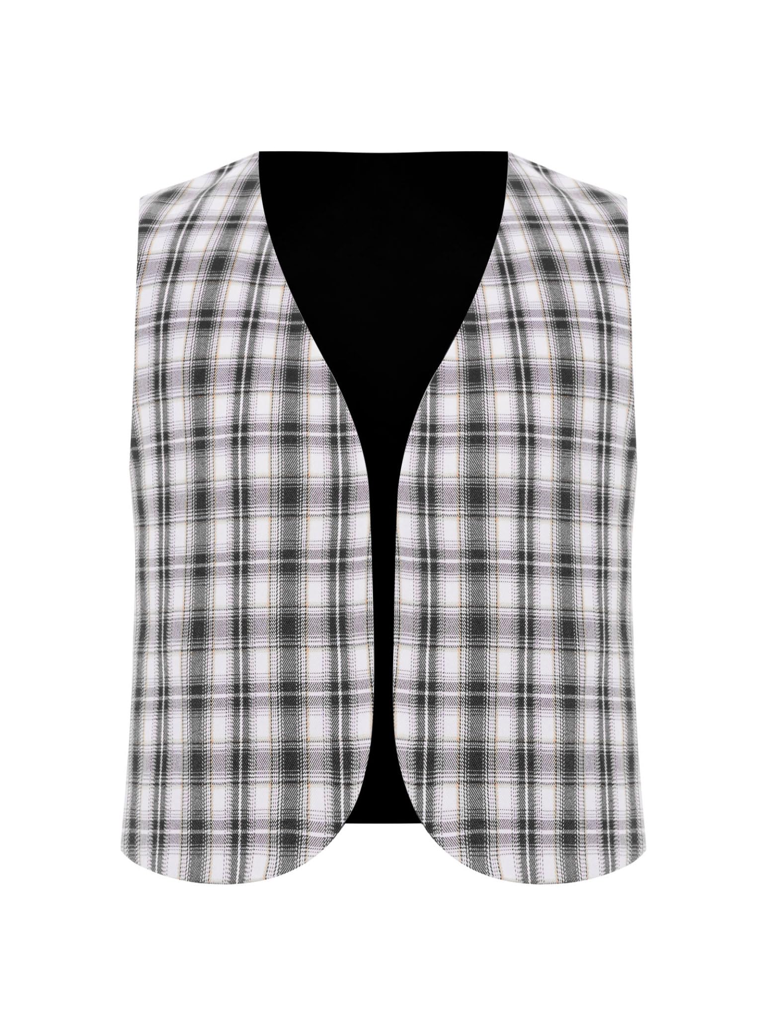 Linjinx Gilets Costume Enfant Fille Garçon Gilet Veston sans Manches à Carreaux Manteau Mariage Cérémonie Anniversaire Baptême Outwear 5-16 Ans