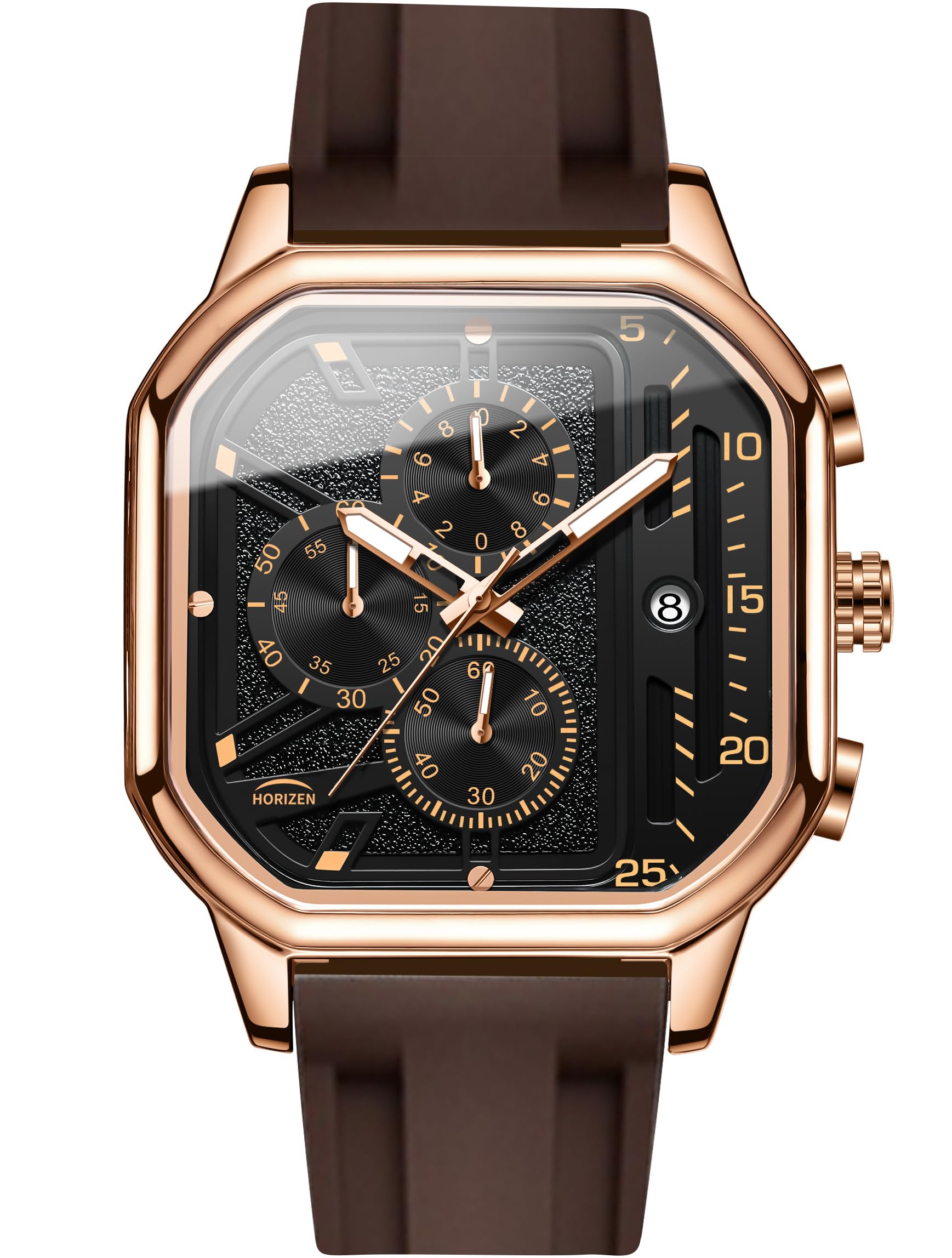 horizen Large Square Dial Chronograph Luxury Analogue Watch for Men (Black)-picture-29