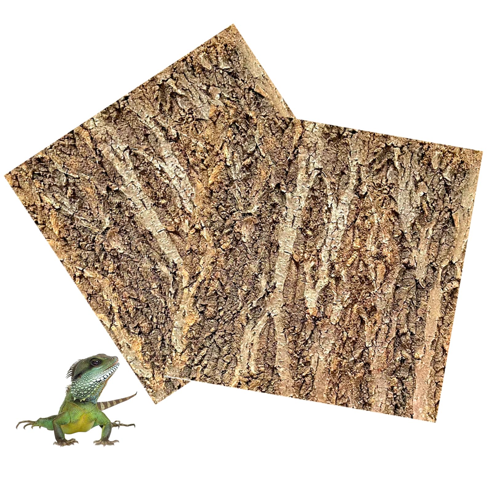 Tfwadmx 2Pcs Cork Terrarium Background 11.8” x 11.8” Natural Cork Bark Backdrop Reptile Background Climbing Wall Terrarium Accessories for Lizard,