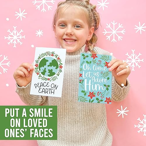 Miniatura 4 de 24 tarjetas de Navidad religiosas de Greenery en caja con sobres religiosos, tarjetas de Navidad a granel con sobres, tarjetas de Navidad surtidas