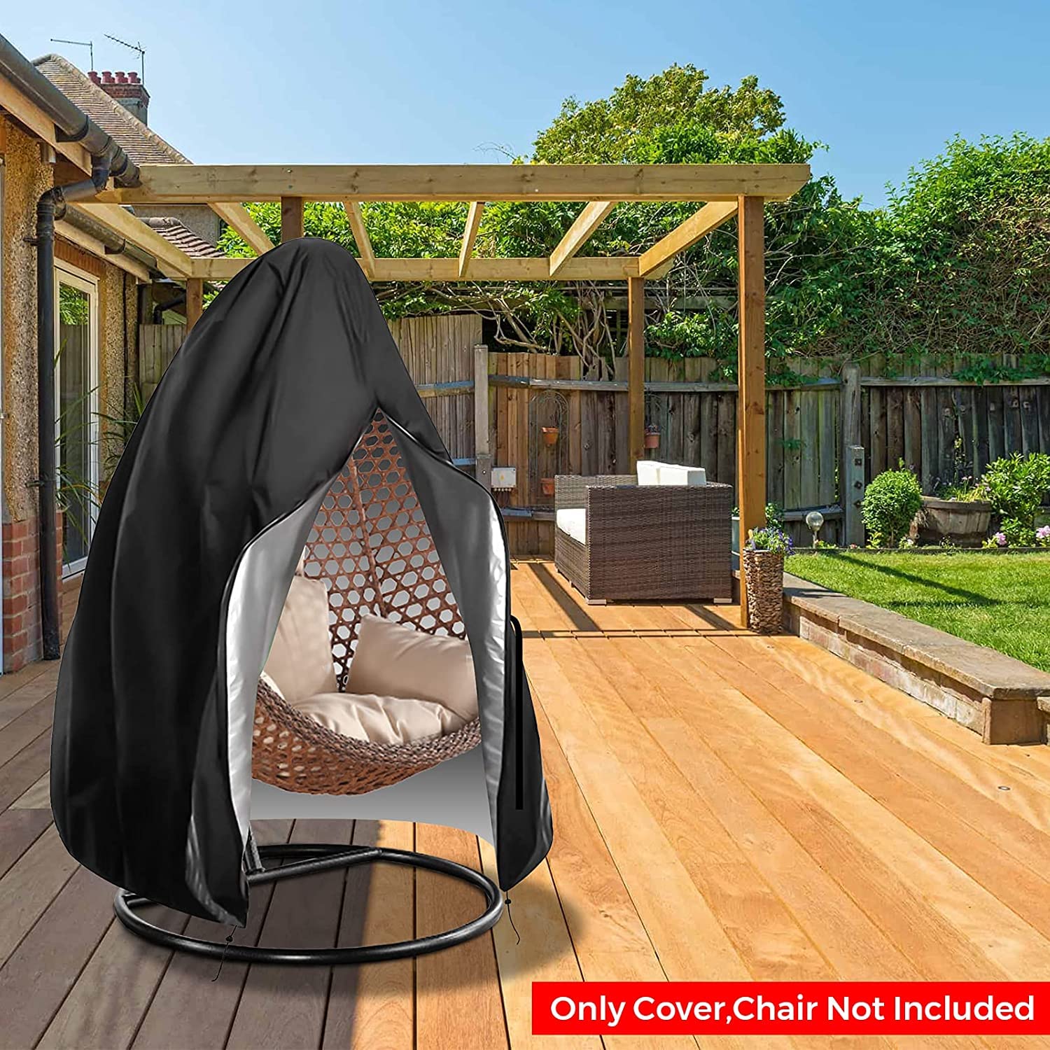 Couverture de Chaise Suspendu, Imperméable Housse de Fauteuil Suspendu, Housse de Protection pour ?ufs Chaise avec Fermeture éclair - Tissu Oxford 420D et enduit PVC à L'intérieur (230x200cm)