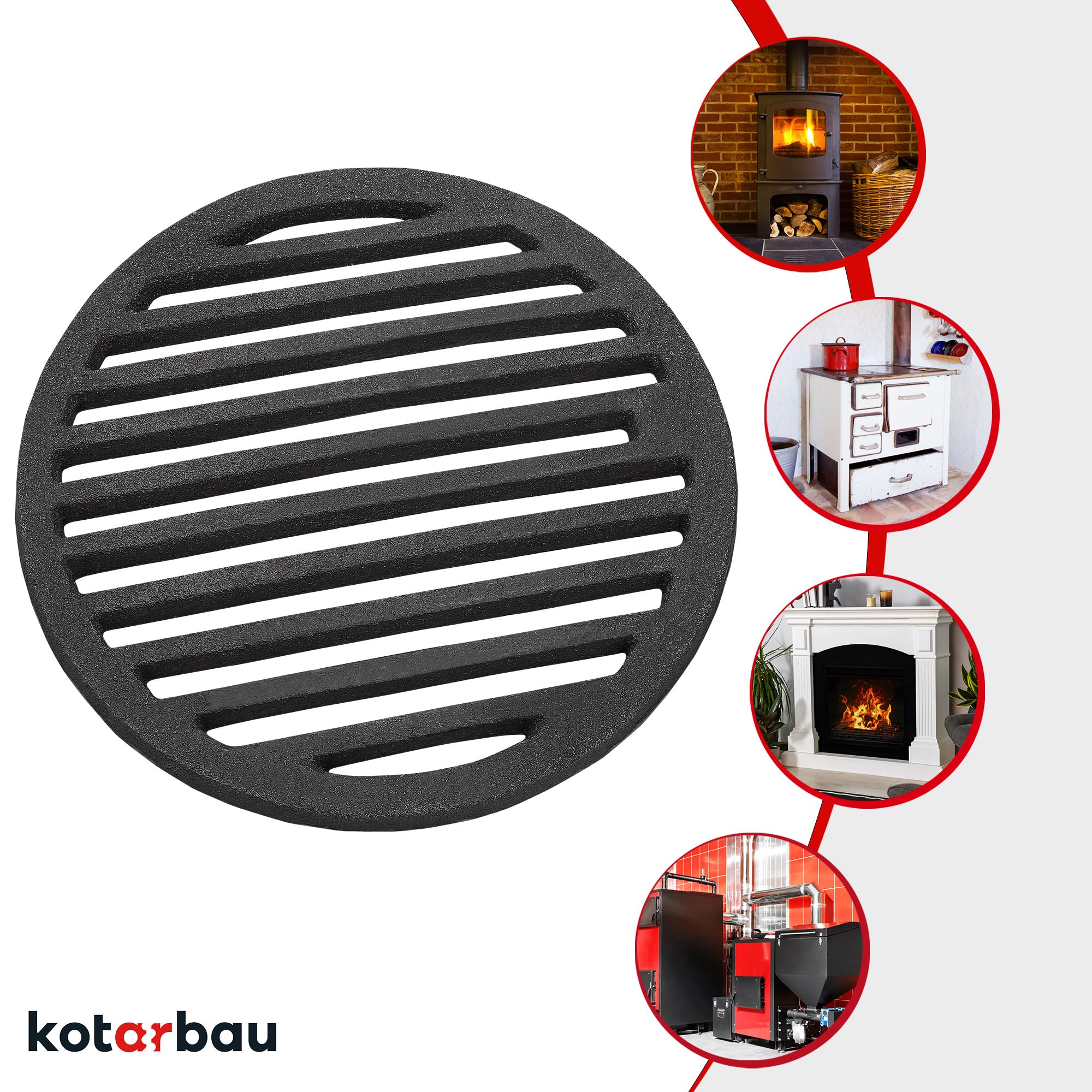 KOTARBAU® - Rejilla de Chimenea de Hierro Fundido (23 cm)