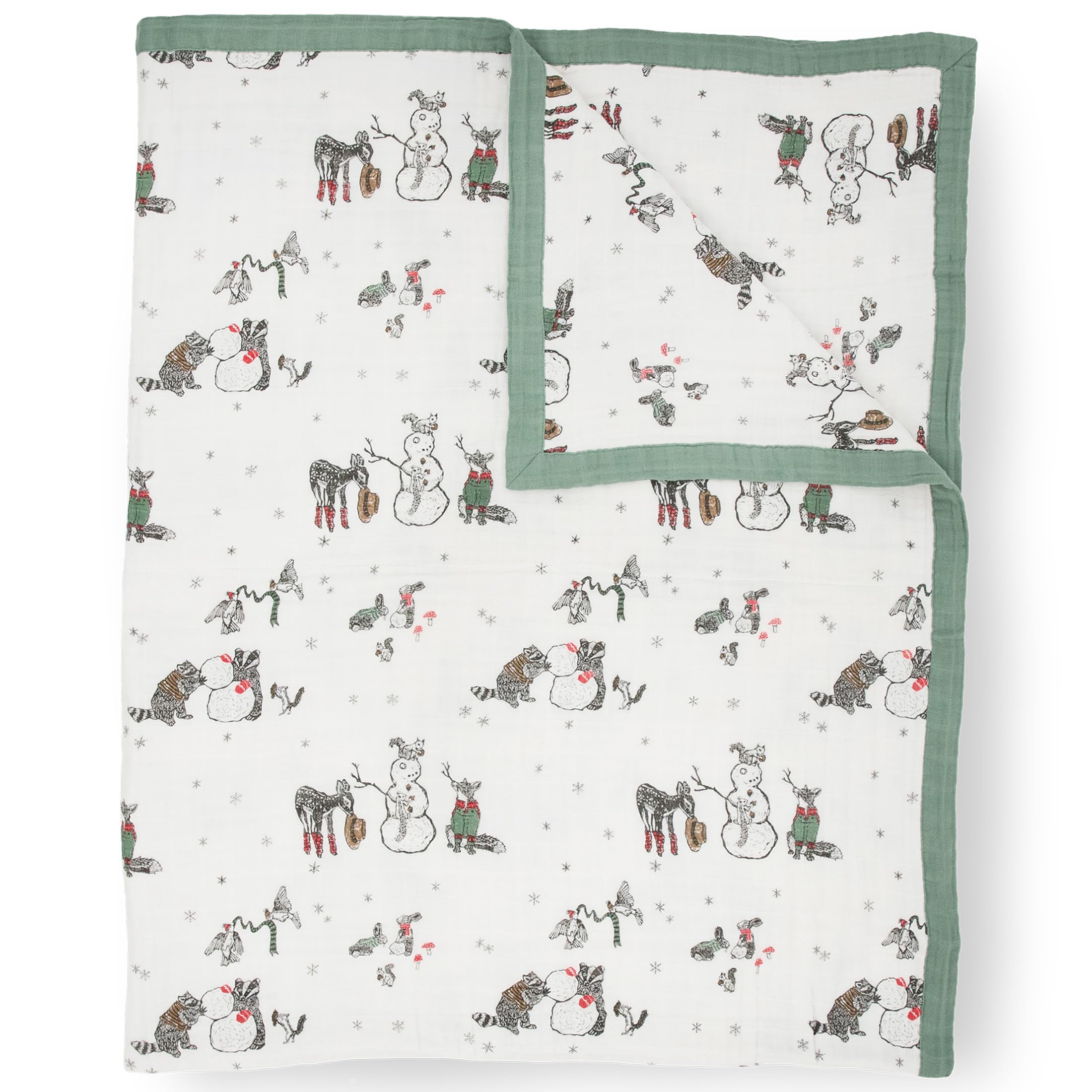Little Unicorn Premium Quilted Throw | Super Soft, Multi-Layered Muslin XL Blanket| Great for Kids &amp; Families (Snow Day)