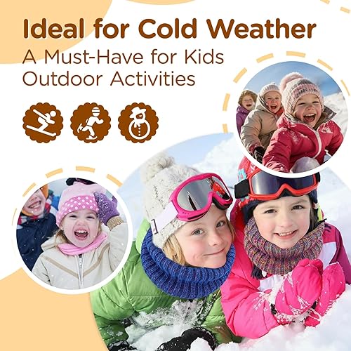 Miniatura 7 de Wandx Polaina de forro polar para niños y niñas, para invierno, para clima frío, cubierta facial de punto de rayas anchas para niños y niñas