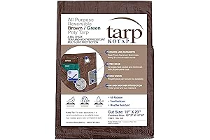 Kotap 16x20 FT Heavy Duty Waterproof Brown/Green Poly Tarp