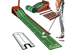 Automatic Return Golf Putting Mat with Mirror
