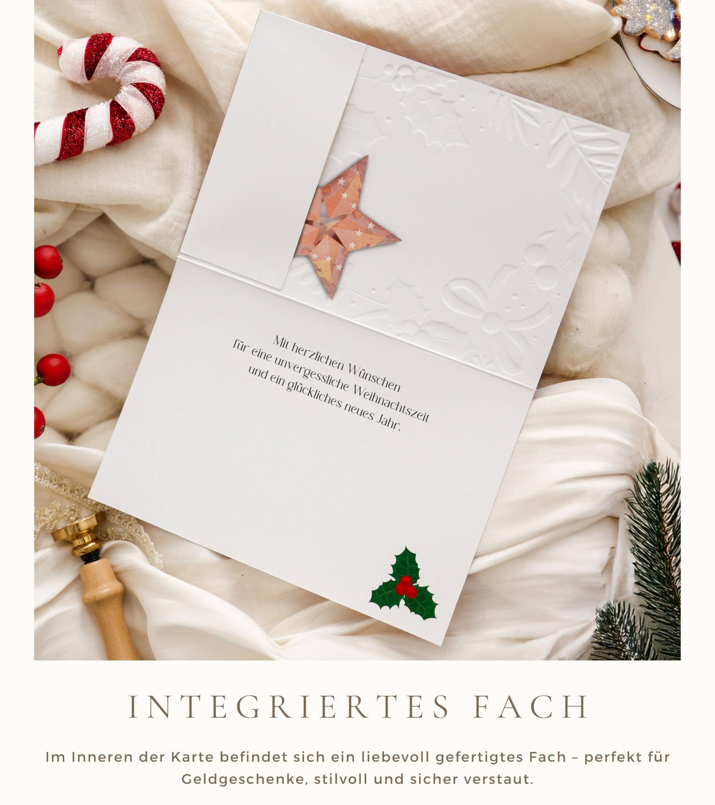 Joli Coon 3D Weihnachtskarten, mit Umschlag, mit Umschlag und Goldsticker