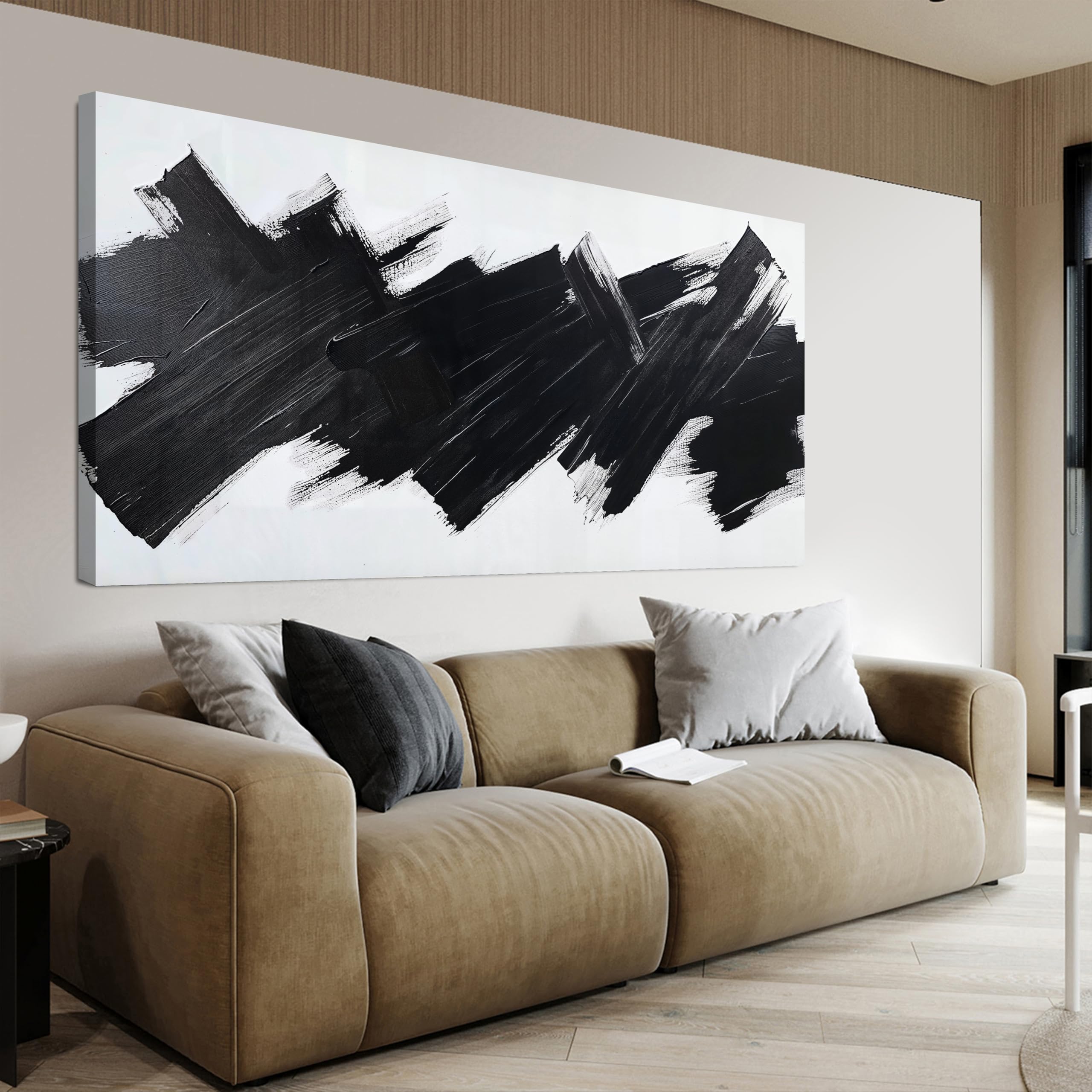 Photo 1 of Abstract Wall Art Decor Modern Large Wall Art For Living Room Black Canvas Wall Art Large Artwork for Walls Abstract Canvas Art Canvas Print Art Work For Home Kitchen Office Wall Decor 29" X 58"