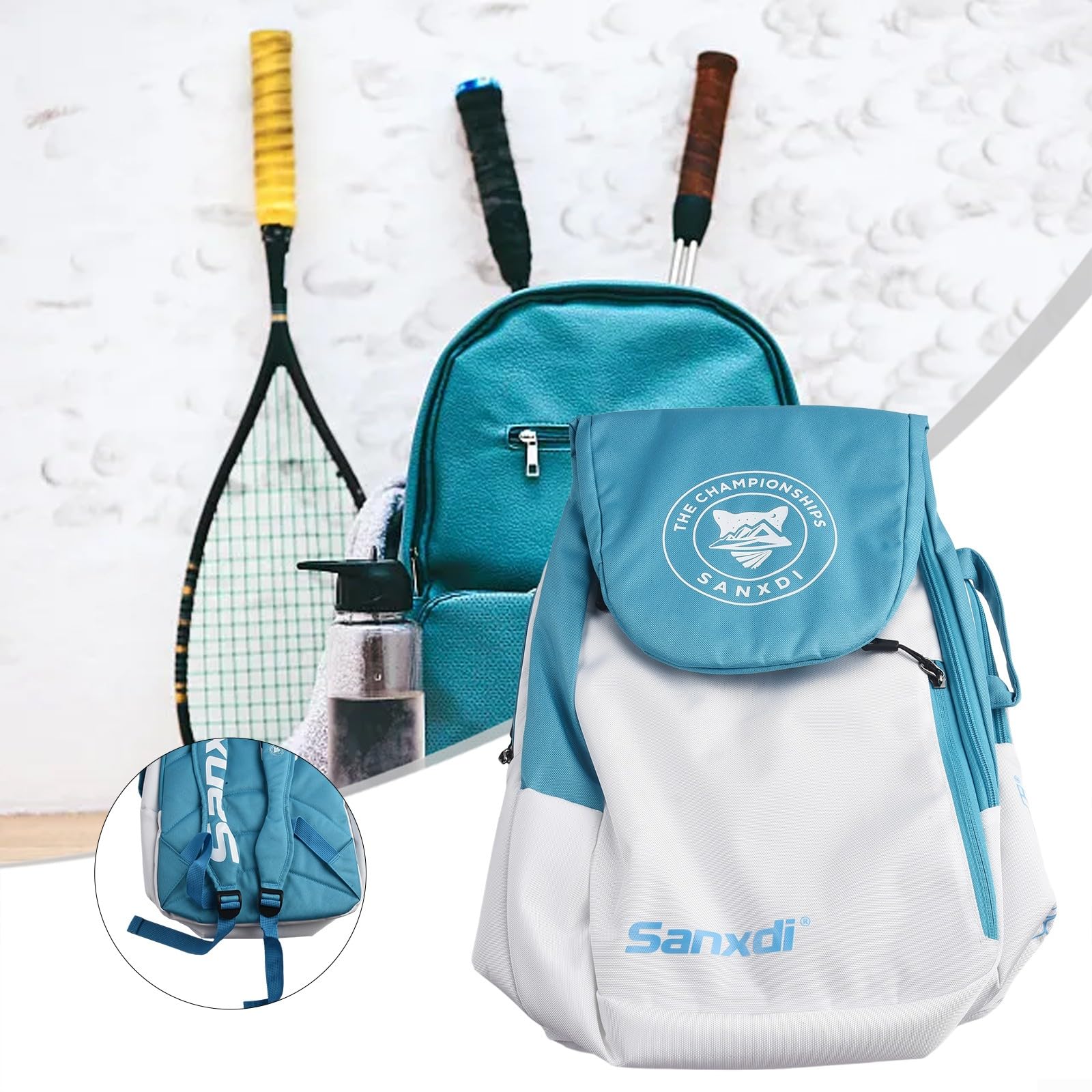 RANRAO Mochila de tenis grande, mochila de tenis, mochila de pádel de squash, bádminton, bolsa de transporte para raquetas