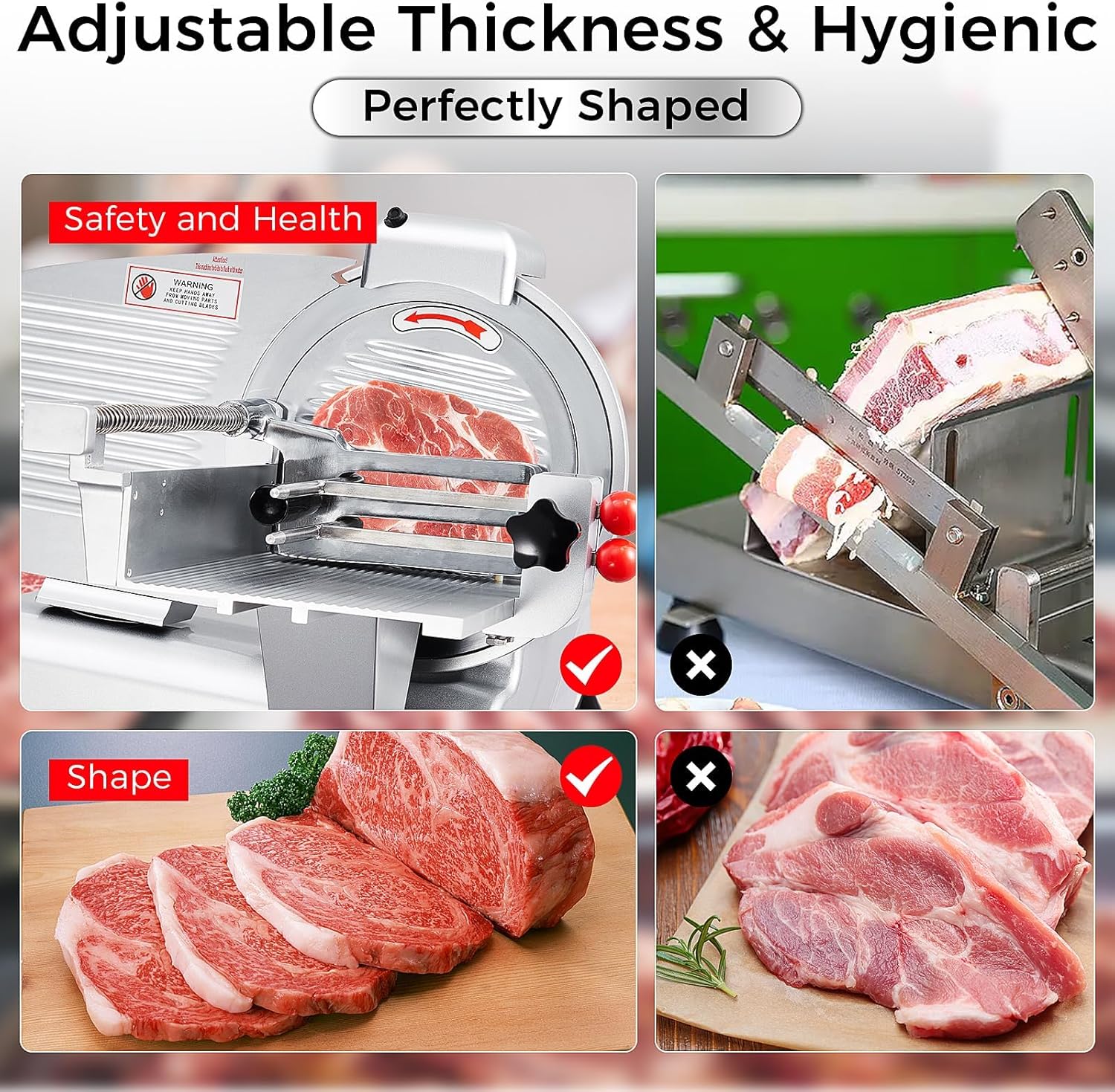10" Electric Meat Slicer Machine for Home, 550W Automatic Deli Slicer, Adjustable 0-17mm Thickness, Stainless Steel Blade, Commercial Meat Cutter for Cheese, Bread & More