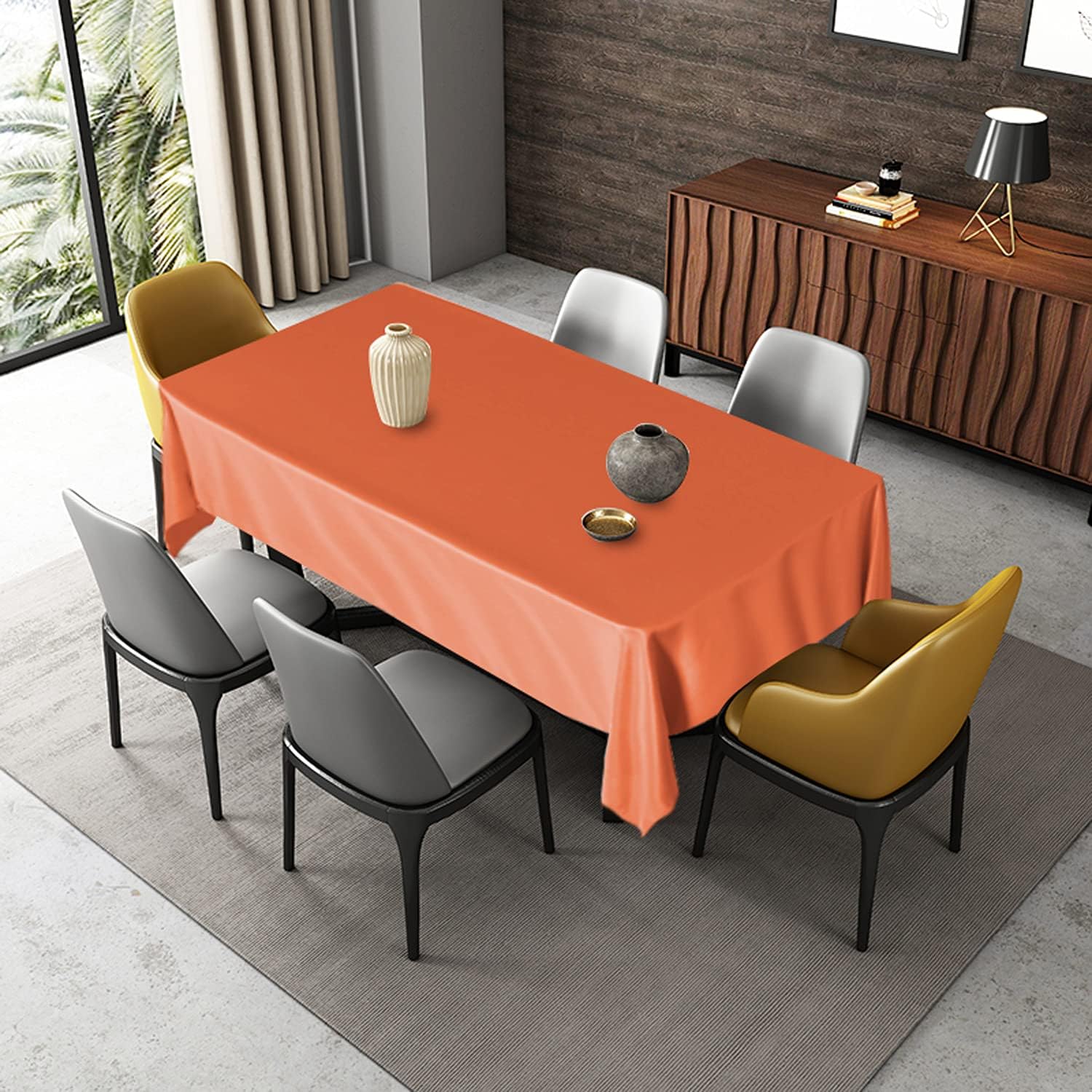 Fitable Rectangle Tablecloth 60x84 inch Tablecloth Stain and Wrinkle Resistant Washable Polyester Table Cloth, Decorative Fabric Table Cover for Dining Table, Buffet Parties and Camping Orange : Home & Kitchen