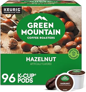 Green Mountain Hazelnut Coffee K-Cup Pods, Light Roast, Sweet Buttery Nut Flavor, 96 Count for Keurig Brewers