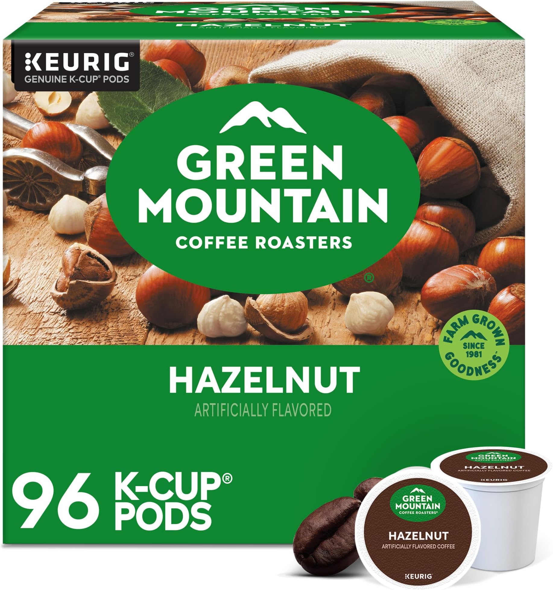 Green Mountain Coffee K-Cup Portion Pack for Keurig K-Cup Brewers, Hazelnut (Pack of 96)