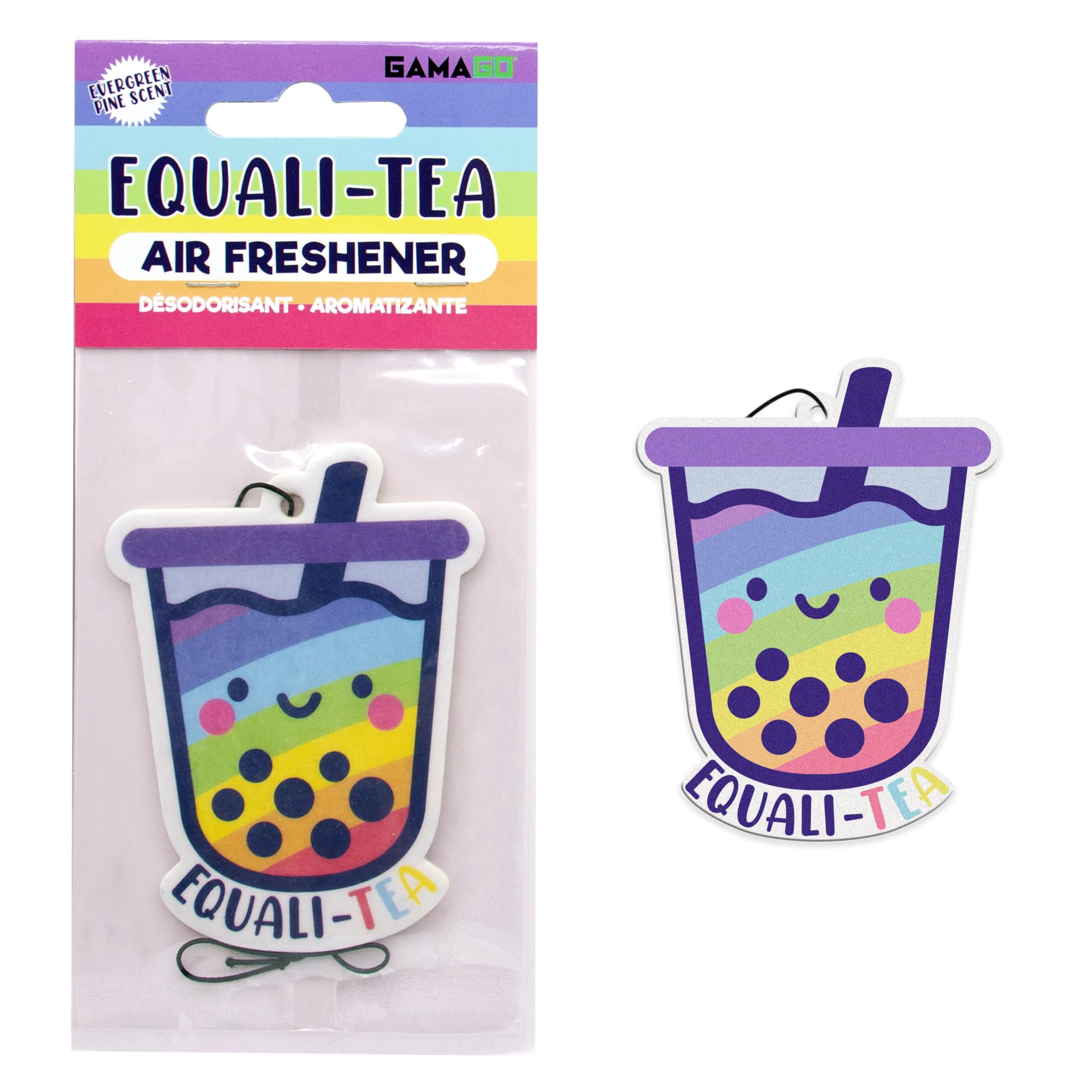 GAMAGO Equali-Tea - Ambientador para coche, aroma a pino perenne - Larga duración y elimina olores - Regalo divertido para automóviles, armarios y hogares