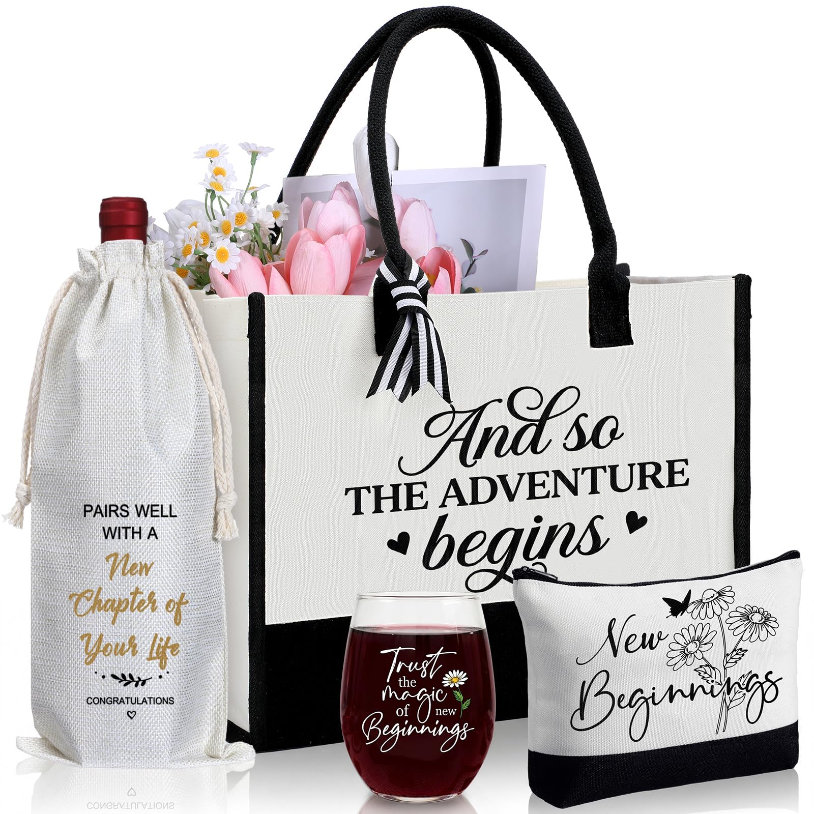 Sanwuta 4 Pack New Beginnings Gifts for Women Perfect Farewell Going Away New Job Retirement Break up Divorce Self Care Good Luck Gifts for Coworkers Friends Sisters Moms