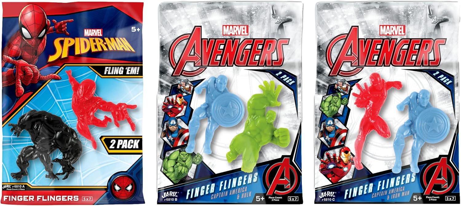 JARU Marvel Spiderman & Avengers Finger Slingshot Toys (3