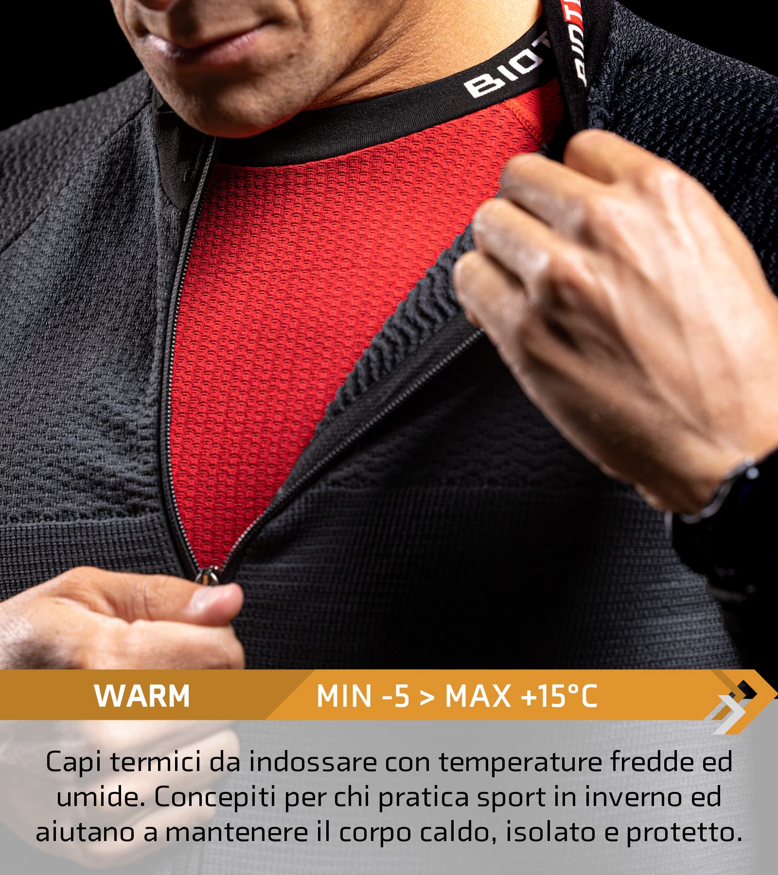 BIOTEX Maglia a Manica Lunga Fit 4.0 per Ciclismo e Running, Intimo Tecnico Sportivo, Termoregolatore Naturale