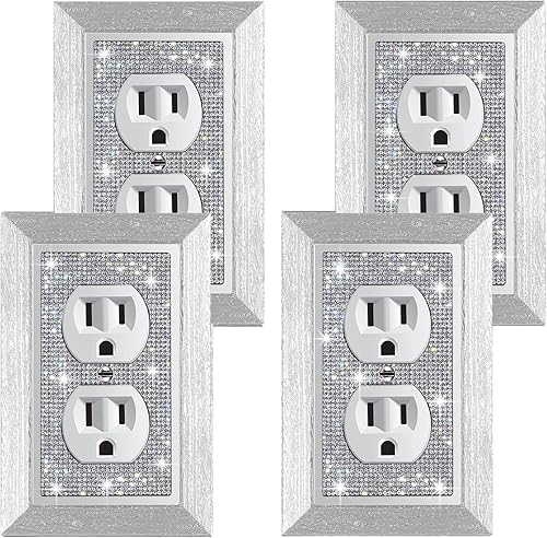 Miniatura 1 de Gaocai 4 piezas de diamantes de imitación brillantes cubiertas de salida placas de pared placa de cubierta de interruptor de luz, placa decorativa