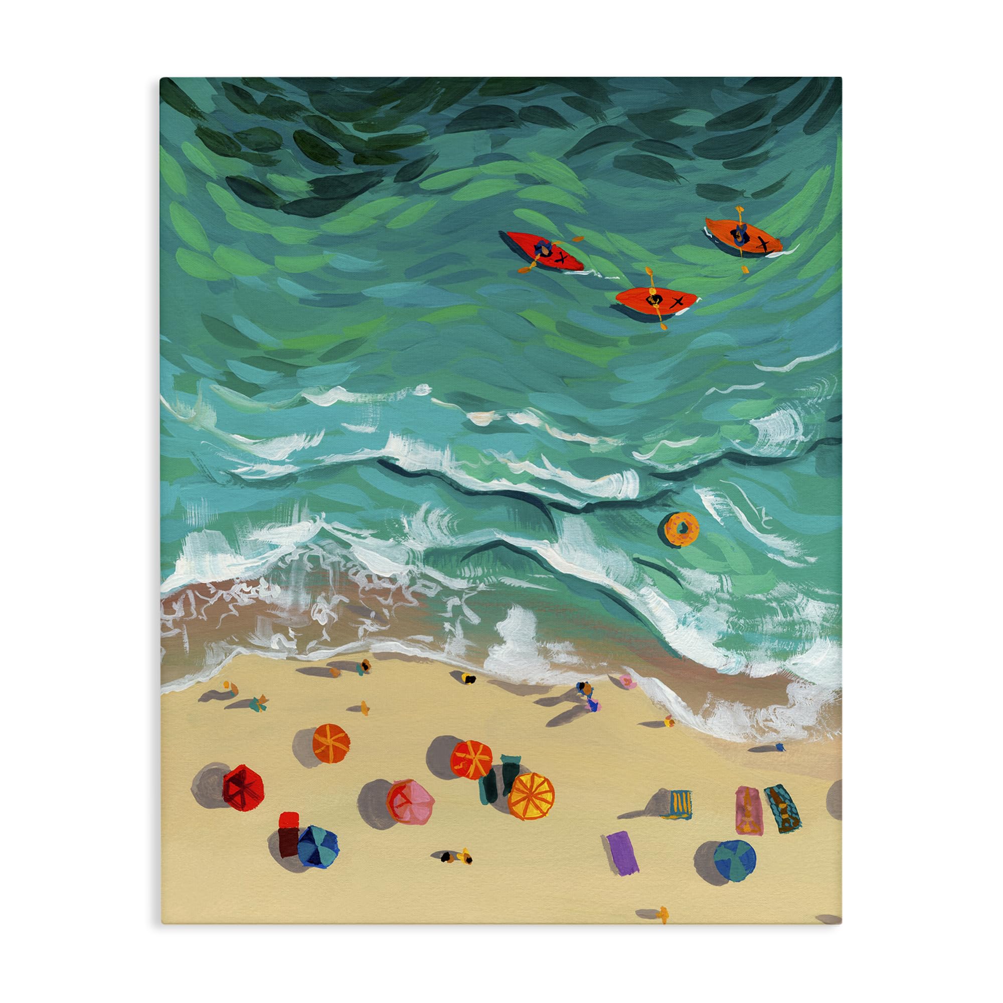 Stupell Industries Three Kayaks Turquoise Ocean 'Three Kayaks In Turquoise Waves', Canvas Art, 16 X 20 Inches, Easy To Hang And Sturdy, Made In Usa, By Brook Page