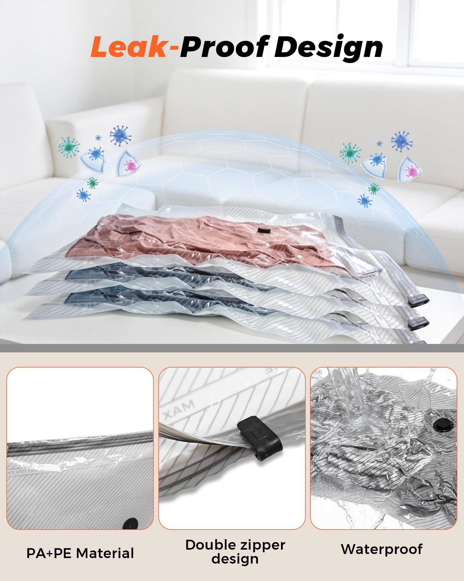 ANBIUX Lot de 15 sacs de rangement sous vide pour voyageurs, économiseur d'espace pour vêtements avec pompe électrique et balance à bagages, organisez et rangez facilement