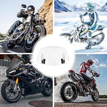Motorcycle Wind Deflector Adjustable Clip-on Windscreen Accessories Windshield Windscreen Extension Spoiler Attachment for Road Bike Motorcycle